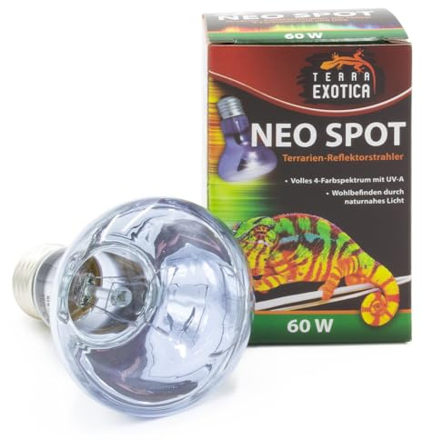 Terra Exotica Neo Spot - Terrarien-Reflektorstrahler mit UV-Strahlung für Terrarienbewohner - Wärme- und Lichtquelle für Ihr Terrarium 25W, 40W, 60W, 75W, 100W und 150 Watt (1, 60 W)