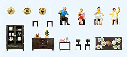Preiser 10657 Dining Room Scene (4) Exclusive Figure Set