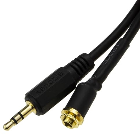 kenable Panel Mount 3.5mm Male to Female Locking Nut Stereo Adapter Cable 0.5m