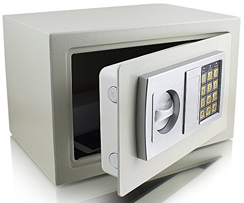 BITUXX Elektronischer Möbeltresor Minitresor Wandtresor Wandsafe Schranktresor Geldsafe Lichtgrau Maße(B/H/T): 310 mm x 200 mm x 220 mm - Türstärke: 3 mm