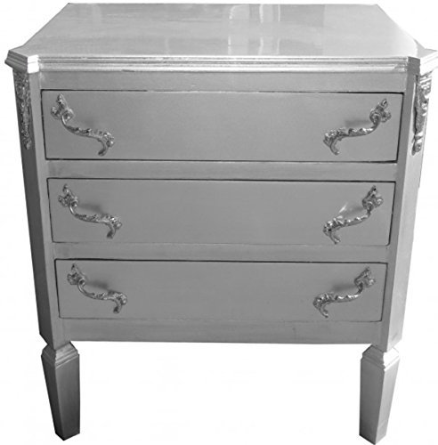 Casa Padrino Barock Kommode Silber B60 H69 cm - Handgefertigte Art Deco Möbel