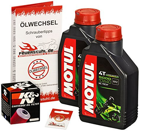 Motul 10W-40 Öl + K&N Ölfilter für Yamaha Raptor 700 /SE (YFM 700 R), 06-15 - Ölwechselset inkl. Motoröl, Filter, Dichtring