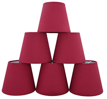 Doooitlight Set mit 6 Clip-Lampenschirmen für Lampen, Leuchten, Kronleuchter rot