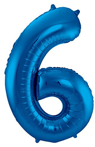Folat 631464 - Folienballon Zahl 6 - blau - ca. 86 cm