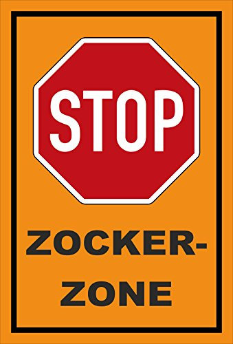 Melis-Folienwerkstatt Schild - Stop - Halt - Zocker-Zone – 45x30cm | stabile 3mm Starke Aluminiumverbundplatte – S00357-018-E +++ in 20 Varianten erhältlich