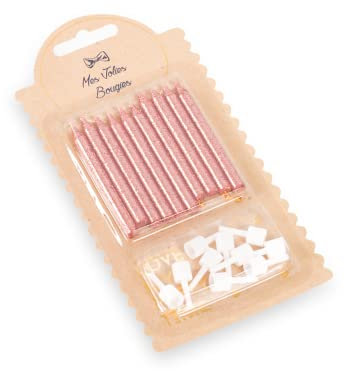 Générique 10 Bougies Rose Gold PAILLETÉES 6 CM
