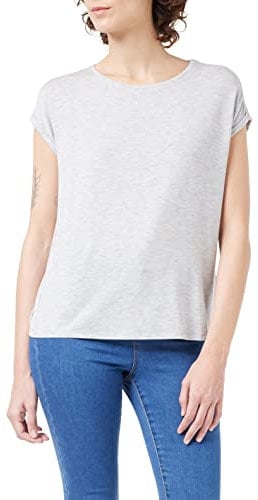 Vero Moda NOS Damen VMAVA PLAIN SS TOP GA NOOS T-Shirt, Grau (Light Grey Melange Light Grey Melange),36 (Herstellergröße:S)