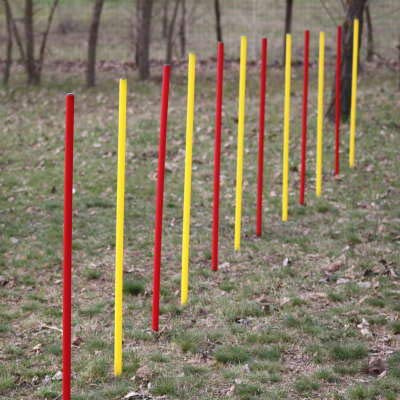 Wuzzmann Fun Agility Agility-Übungs-Slalom-Set Rot/Gelb für Hunde | Flexible Stangen, Runde Stangen