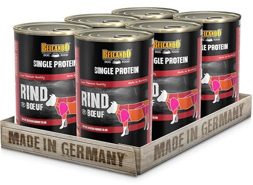 Belcando Single Protein Dose [6x400g Rind] | Sortenreines Nassfutter für Hunde | Monoprotein Feuchtfutter