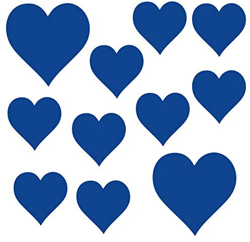kleb-Drauf® | 11 Herzen | Blau - glänzend | Autoaufkleber Autosticker Decal Aufkleber Sticker | Auto Car Motorrad Fahrrad Roller Bike | Deko Tuning Stickerbomb Styling Wrapping