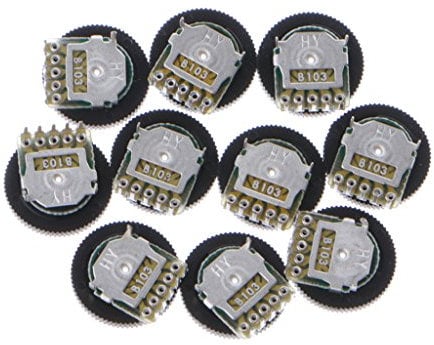 BIlinli 10 Stücke B103 16x2mm 10 Karat Ohm Doppelkegelzifferblatt Volumen Rad Duplex Potentiometer