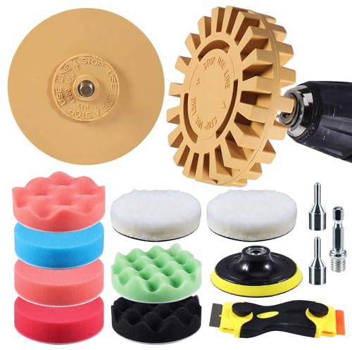 VONDERSO Decal Remover Eraser Wheel 13PC Drill Kit with Polish Pads