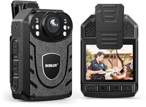 BOBLOV KJ21 Body Camera, 1296P Police Body Worn Cameras, Body Cams for Security, Support Memory Expand Max 256GB, Lightweight and Portable Easy to Operate (Card not Included)