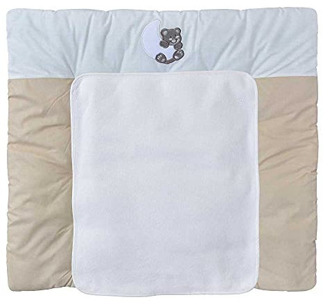 Baby Delux Wickelauflage 70x75 cm weiche Wickelunterlage Wickeltischauflage mit Frotteeauflage wasserdicht waschbar (Traumland Beige)