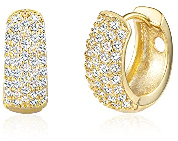 ALEXCRAFT Chunky Creolen Gold 14K Ohrringe Gold Goldene Ohrringe Damen Hypoallergen Cubic Zirkonia Hoop Earrings 17mm