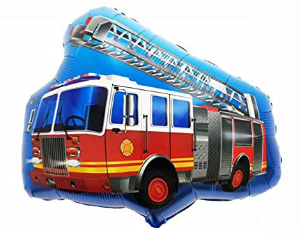 ballonfritz® Drehleiter Feuerwehrauto Ballon - XXL Luftballon 85x80x25cm als Geburtstagsgeschenk, Party-Deko oder Überraschung für den Kindergeburtstag