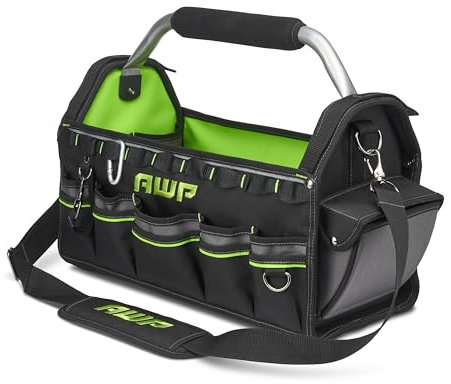 AWP Pro Werkzeugtasche, 45,7 cm, wasserabweisende Werkzeugtasche mit drehbarem Griff, abnehmbarem Schultergurt und 15 Werkzeugtaschen
