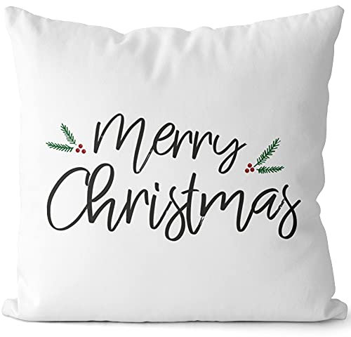 JUNIWORDS Kissen, Merry Christmas, 40 x 40 cm, 2-farbig, Weiß-Schwarz