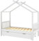 vidaXL Kinderbett mit Schublade, Kinder Bettrahmen für Kinderzimmer, Kinder Bettgestell mit viel Stauraum, Spielzeug Kinderhaus, Weiß 80x160 cm Massivholz Kiefer