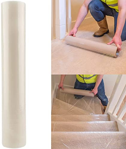 eXtreme Carpet Protector Roll for Carpets, Stairs, and Floor Protection | Water Resistant, Self Adhesive, and Heavy Duty Clear Carpet Protection Film - 60 Micron (100m Length x 100cm Width)