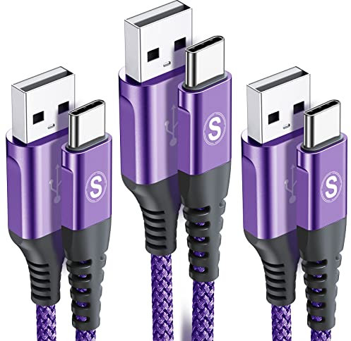 sweguard USB C Kabel 3.1A [3Stück 3m+2m+1m] Schnellladung, Ladekabel USB C Nylon Type C Kabel für Samsung S25 S24 S23 S22 S21 zu S8 Plus/Ultra/FE,Note20,A71 A52 A51,i Phone 16 15 Pro Max,HUAWEI P60