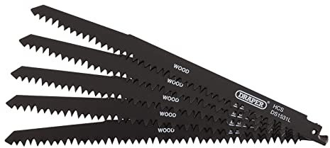 Draper 38803 Reciprocating Saw Blades for Wood Cutting, 240mm, 5tpi (Pack of 5)