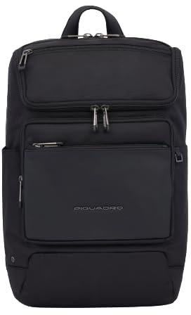 Piquadro Macbeth Zaino medio in pelle e tessuto porta PC 14 ad uno scomparto e schermatura RFID
