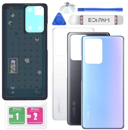 Eonpam Vitre Arrière pour Xiaomi Mi 11T / Mi 11T Pro Origine Couvercle Batterie Remplacement avec Kit Réparation (Bleu)