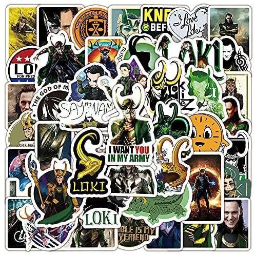 Loki Stickers 50pcs Waterproof Aesthetic TV Sticker for Laptop Skateboard Computer Water Bottle Luggage Phone Guitar Helmet Bike Car Vinyl Movies Stickers for Teens Adults Kids