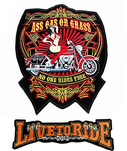 HELANDY Embroidered Iron on Patches - Punk Badges Motorcycle Patch DIY Sew Applique Repair Patch Sew On/Iron On Patch for Jackets Backpacks Clothes（Ride to Live）…