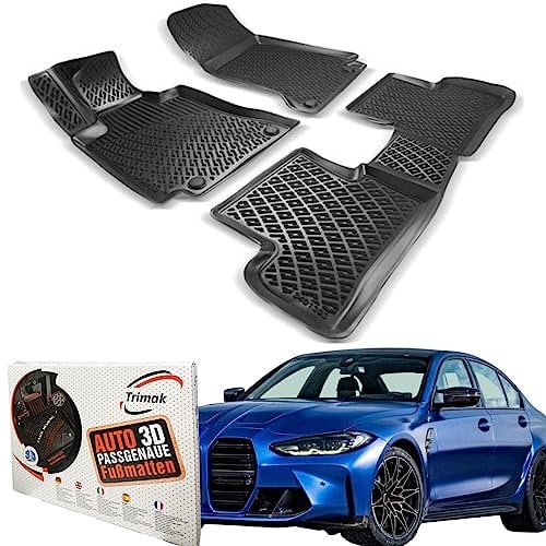 Trimak Passgenau 3D Fussmatten kompatibel mit BMW 3ér G20 & G21 ab 2019 Auto Zubehör 1. Und 2. Reihe Gummimatten Autos TPE Allwetter Geruchlos rutschfest Vorne und Hinten Schwartz