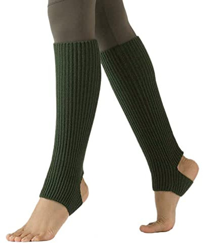 Damen Lange Beinwärmer,43cm Warme Overknees Kniestrümpfe Mädchen Stulpen Knöchelwärmer,Winter Stricken Beinstulpen Leg Warmers Socken Strümpfe Winterwärmer Strumpf für Ballett Fitness Yoga,Dunkelgrün