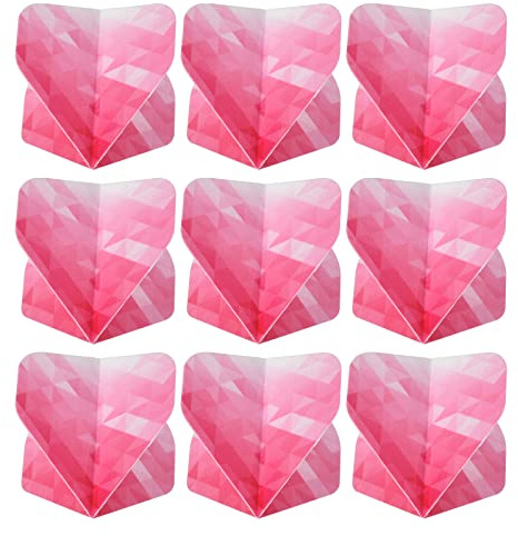 PATIKIL 9Pack Pfeilflüge PET Standard Pfeile Zubehör Ersatzteile | Für Weichspitze Stahl Spitze Geometric Stil Rosa Weiß