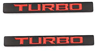 2 Stück TURBO Emblem Auto Seitenkotflügel Heck Kofferraum Abzeichen Modifizierte Turbo Embleme Dekoration Aufkleber TURBO Emblem Abzeichen Ersatz für alle Autos (Schwarz Rot)