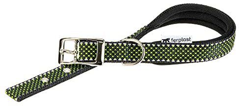 Collare per Cani Riflettente Imbottito DAYTONA DELUXE C20/43, Regolabile, Fibbia in Metallo, Nero-Verde