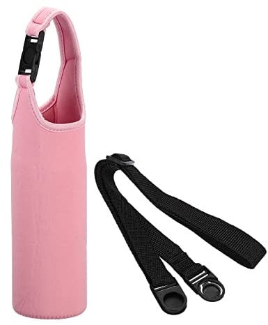 PATIKIL 67mmx185mm Water Bottle Sling Bag, 1 Pack Neoprene Portable Insulated Bottle Holder Carrier with Removable Adjustable Shoulder Strap, Pink