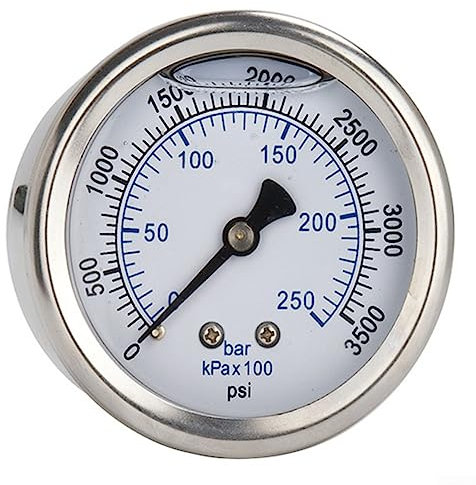 Pressure Gauge, M14x1.5 Thread Pressure Washer Pressure Gauge 0-250 Bar 3500 Psi Metal 5.5KW