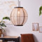 Lightbox Hängelampe im Nature Stil | Ø 47 cm | höhenverstellbare Pendelleuchte mit Stoff-Lampen-Schirm | E27 Fassung | Esszimmer-Lampe aus Metall/Textil in Schwarz/Beige