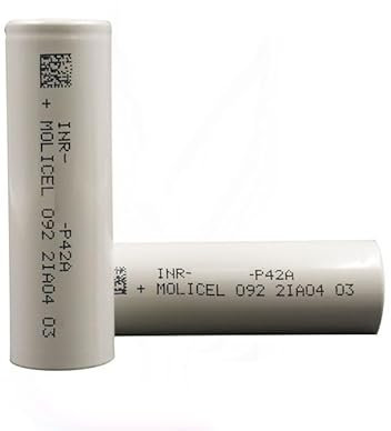 Molicel P42A 4200 mAh 45A Size: 21.7K Double High Amp Flat Top Rechargable Battery Class A Long Lasting Works With E Cigarettes Sub Ohm Vaping Kit No Nicotine