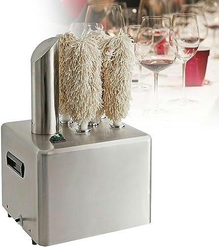 伟 祥 Elektrische Winery Weinglas Poliermaschine, Edelstahl Weinglas Polierer 5 Poliertuch Unterlegscheiben Heißluft Trocknungssystem für Hotels, Caterer, Bars, Restaurants