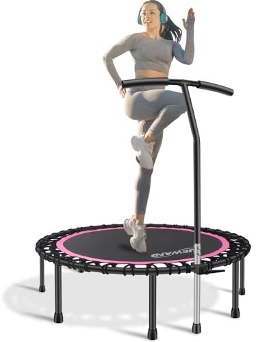 Newan 121,9 cm leises Fitness-Trampolin, Fitness-Rebounder mit verstellbarem Schaumstoffgriff, kleines Rebounder-Übungstrampolin für Erwachsene, Indoor-/Garten-Workout – maximale Grenze 150 kg