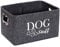 CUSROS Dog Toys Storage Bins Felt pet Baskets Dog Toy Storage Box with Metal Bone-Shaped Handle, Dog Toy Storage Baskets, Collapsible Dog Toys Organizer Box for Pet Toys, Blankets Dark Gray