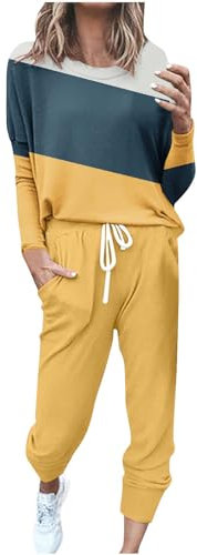 EMATOP Damen Trainingsanzug Casual Langarm Sweatshirt und Lange Hose Jogginganzug 2 Stücke Set Sportswear Baumwolle Sport Freizeitanzug Tracksuit Winter Yoga Outfit angebote des tages heute deal