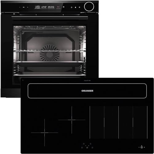 Oranier Dampf Einbau-Backofen Set EBD830 autark - 14 Funktionen & Flexx-Induktion 90 cm mit Kochfeldabzug KXI 1092-4 Kochzonen & Brückenfunktion