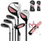 COSTWAY 6-teiliges Kinder Golfschläger Set, Rechtshand Golfschlägersätze mit Golftasche & Regenhaube, Komplettes Golf Set inkl. 7/9/S Eisen, 1 Driver, 4 Hybrid & Putter für 11-13 Jahren Kinder(Rosa)