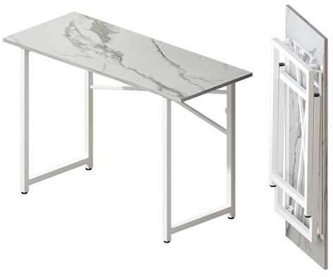 Lutown-Teen 120 cm Klappschreibtisch, Schreiben Gaming Computer Camping Schreibtisch, Keine Montage erforderlich Home Office Tisch, Weißer Marmor