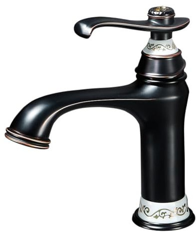 Wasserhahn Bad Waschtischarmaturen Schwarz (Retro Antik Stil Messing Einhandmischer Mischbatterie, Kaltes Und Heißes)