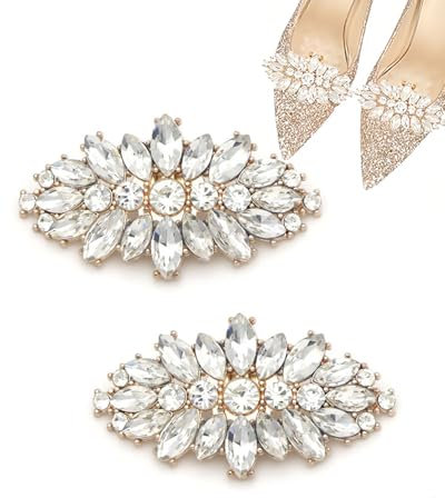 AORHOFJ 1 pares de pinzas para zapatos, clips para zapatos,adorno zapatos,pinzas para zapatos de metal de cristal con diamantes de imitación, adornos para zapatos,adornos para zapatos mujer