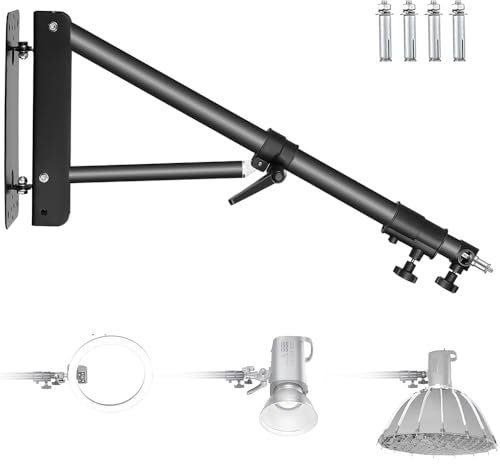 Bras de Suspension Triangulaire, Support Mural Bras de Fixation Triangle en Métal,Flèche à Montage Mural Triangulaire,Rotation Flexible 160degrés,Longueur Max de 180cm, pour Photographie