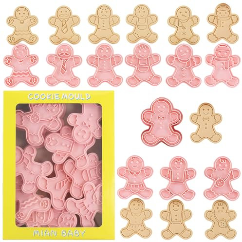 dellyy 10 Pezzi Formine Biscotti Natale Omino Pan di Zenzero, Tagliabiscotti Natale Pan di Zenzero, Formine Biscotti Natale 3d Plastica, Formine Biscotti Natale per Bambini